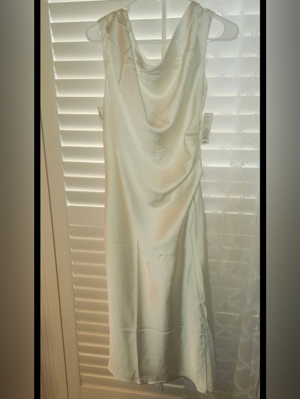 a new day White Satin Strapless Cowl Neck Dress